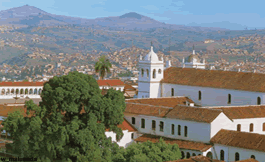 La recoleta con fondo de la ciudad de Sucre.